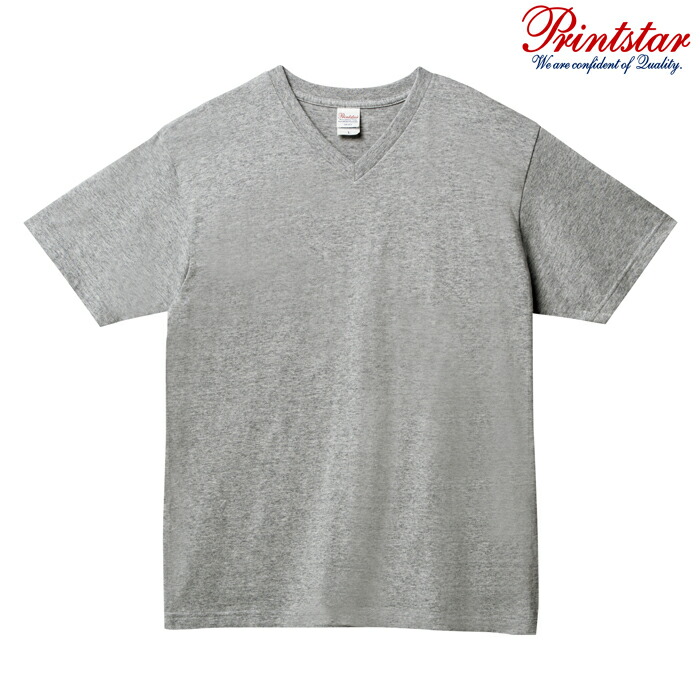 メンズ Tシャツ 半袖 Vネック ヘビーウェイト 5.6オンス 無地 杢グレー M サイズ 108-VCT素材 綿100% 17/-天竺 5.0oz※杢グレー：綿80% ポリエステル20%サイズ 着丈