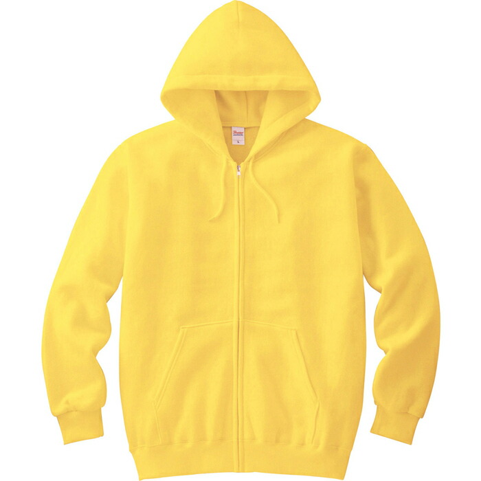 キッズ ジュニア 子供服 パーカー フルジップ スウェット 8.4オンス 無地 カナリアイエロー 110cm サイズ 217-MLZ■素材杢グレー：Jellanネーム 綿90％ ポリエステル10％杢グ
