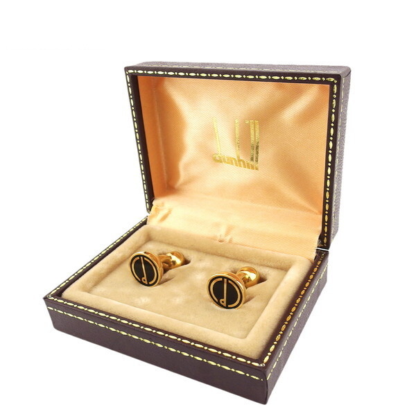 ダンヒル Dunhill カフス ゴールド×ブラック レディース 中古