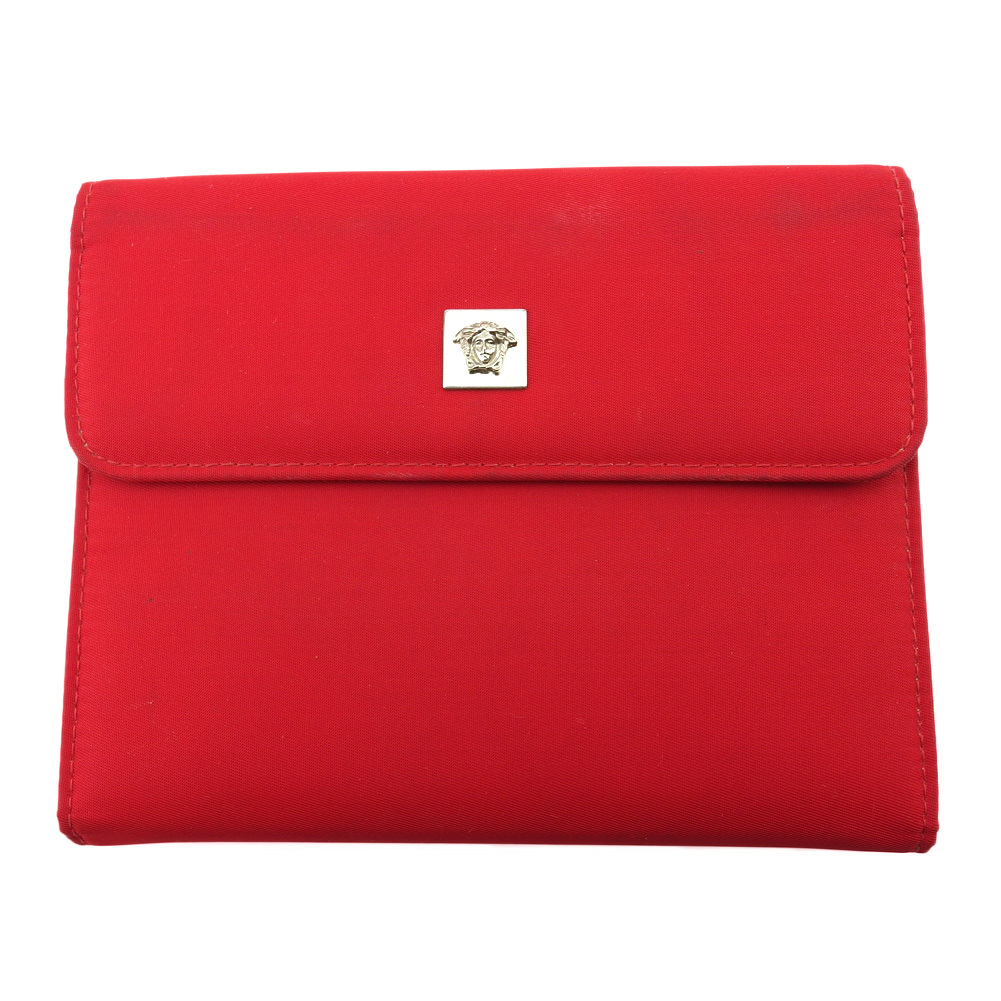 ジャンニ・ヴェルサーチ Gianni Versace 手帳カバーメドゥーサ ヴェルサーチ レッド シルバー レディース 中古