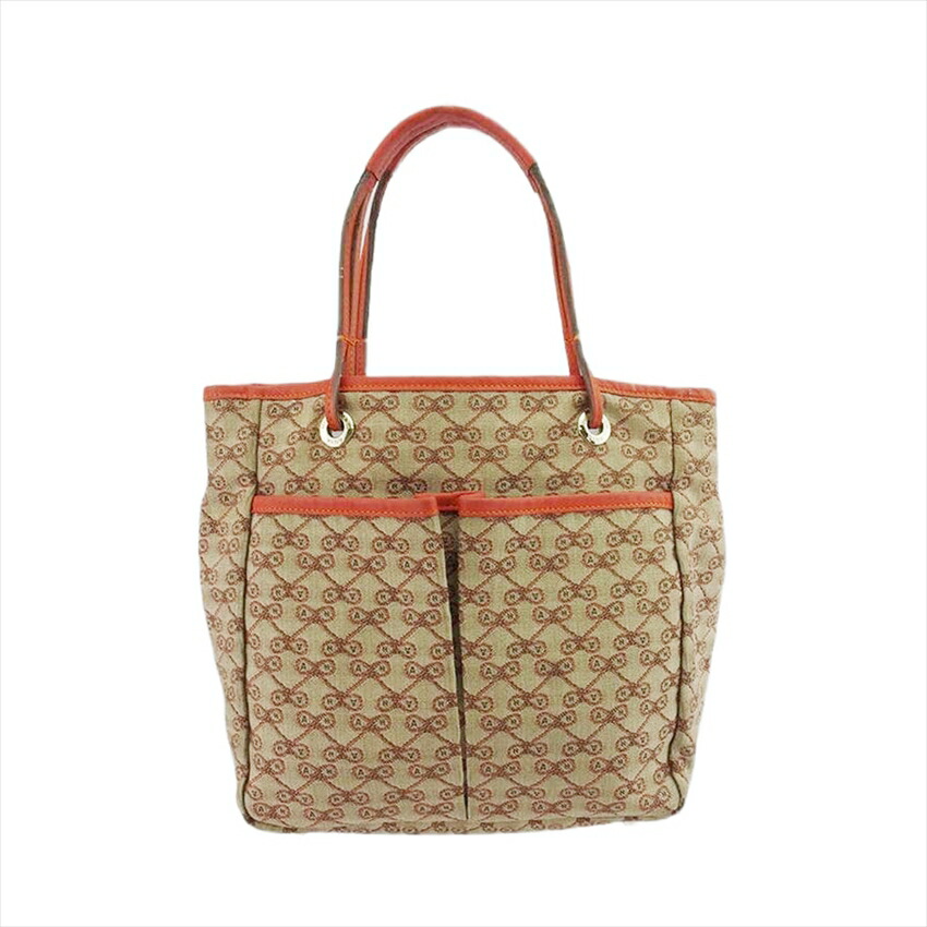 アニヤ・ハインドマーチ Anya Hindmarch トートバッグ ベージュ×オレンジ レディース 中古