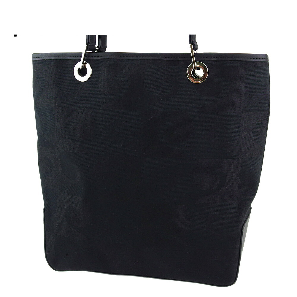ピエールカルダン Pierre Cardin トートバッグPモチーフ柄 ブラック シルバー レディース 中古