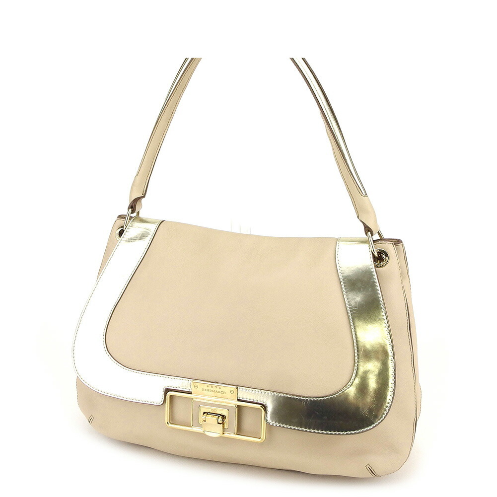 【ポイント超超祭&starf;20％OFFセール中】アニヤ・ハインドマーチ Anya Hindmarch ショルダーバッグ ベージュ ゴールド レディース 中古