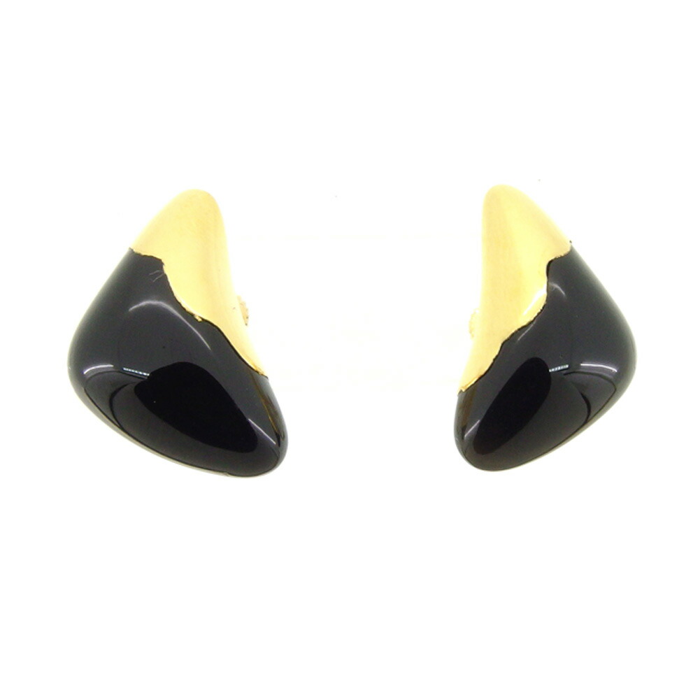 ピエールカルダン Pierre Cardin イヤリング三角フォルム ゴールド ブラック レディース 中古