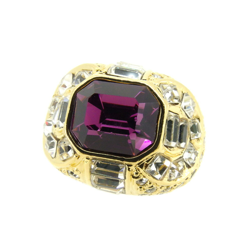 ジャンニ・ヴェルサーチ Gianni Versace リング・指輪ラインストーン ♯14〜15号 ゴールド パープル レディース 中古