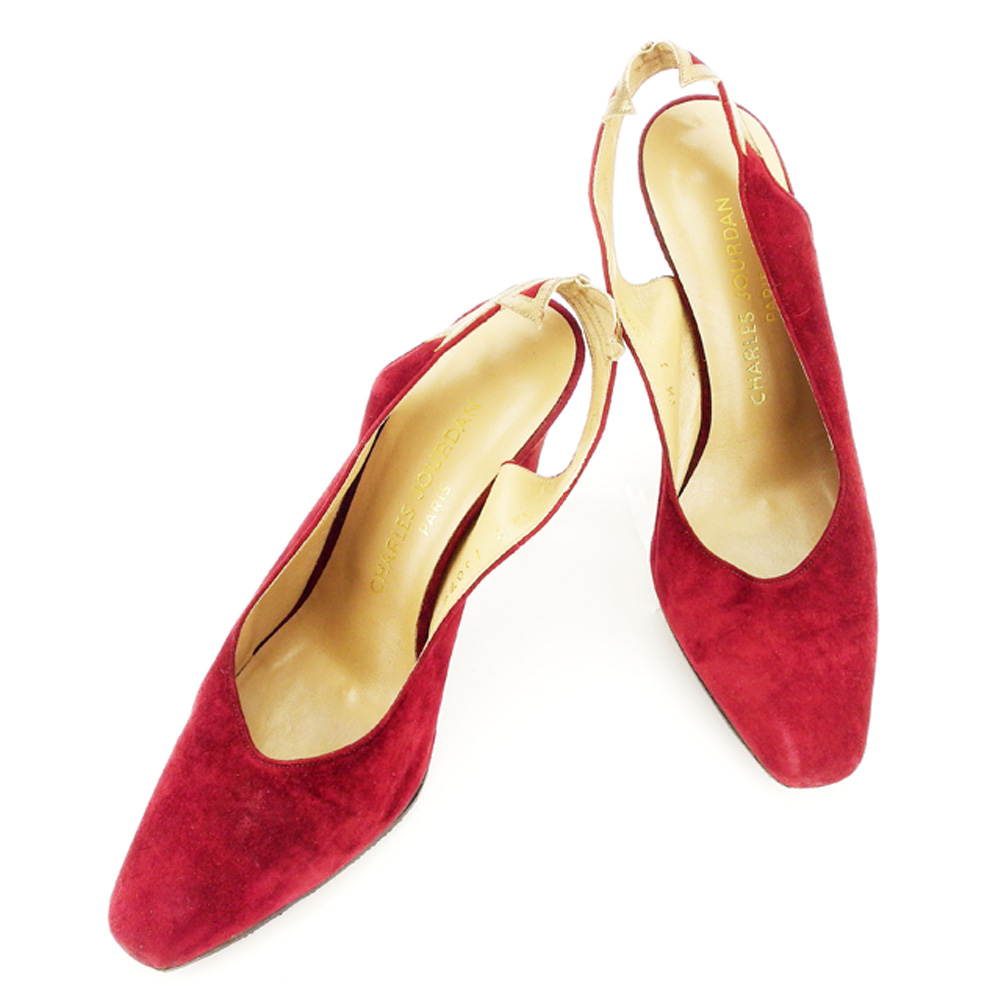 シャルル・ジョルダン CHARLES JOURDAN パンプス ボルドー ゴールド レディース 中古