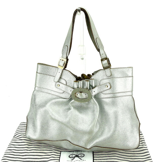 アニヤ・ハインドマーチ Anya Hindmarch ショルダーバッグベルトデザイン シルバー×ゴールド レディース 中古