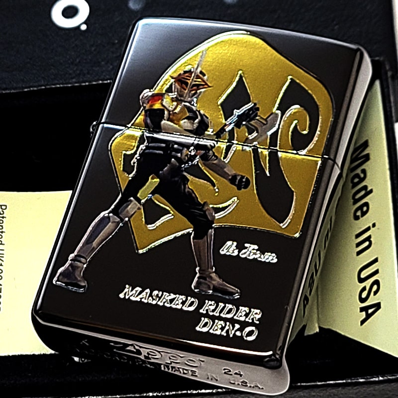 ZIPPO 仮面ライダー電王 アックスフォーム＆キンタロス ジッポ ライター 両面加工 ブラックニッケル ゴールド クリアフルカラー加工 特撮