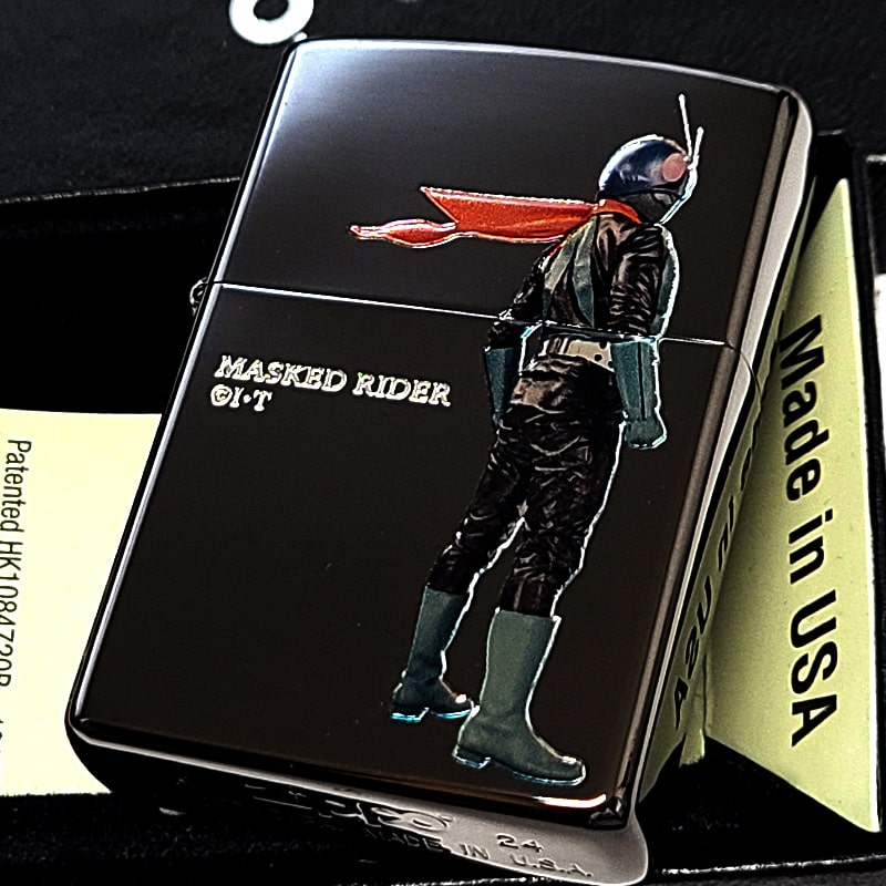 ZIPPO ライター 仮面ライダー1号 ジッポ かっこいい ブラックニッケル 彫刻 クリアフルカラー加工 特撮 キャラクター おしゃれ 渋い 黒