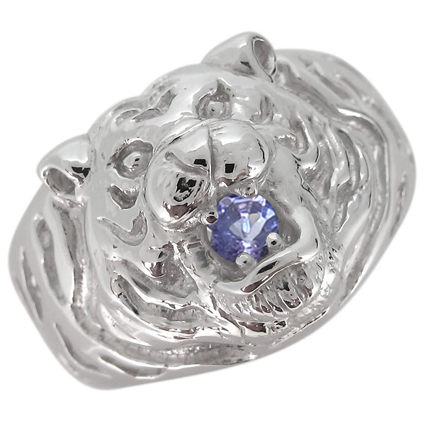 メンズ 指輪 タイガー 虎 選べる誕生石 プラチナ リング