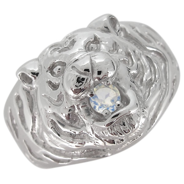 プラチナ 指輪 メンズ タイガー 虎 6月誕生石 ロイヤルブルームーンストーン リング