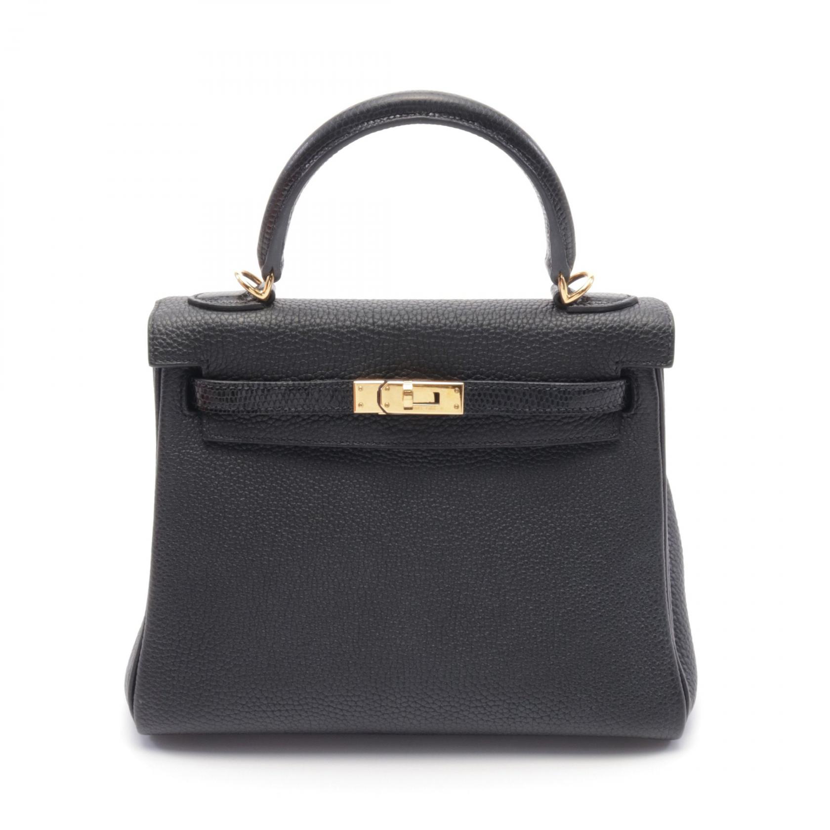 エルメス HERMES ケリー25 タッチ ハンドバッグ バッグ エキゾチックレザー トゴ トゴ レディース ブラック系 【中古】