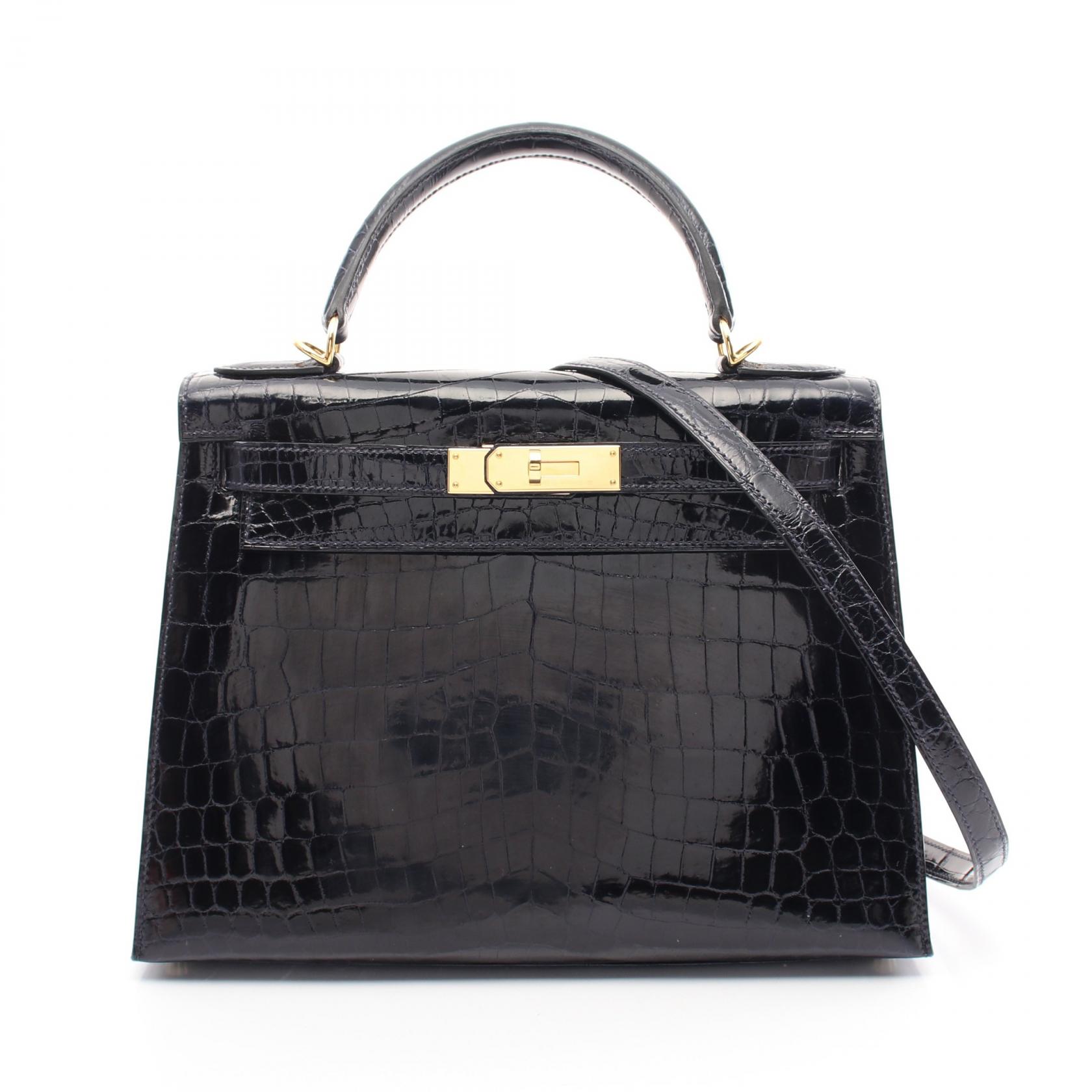 エルメス HERMES ケリー28 ブルーマリン ハンドバッグ バッグ 二ロティカスリセ レディース ネイビー系 003305CC 【中古】