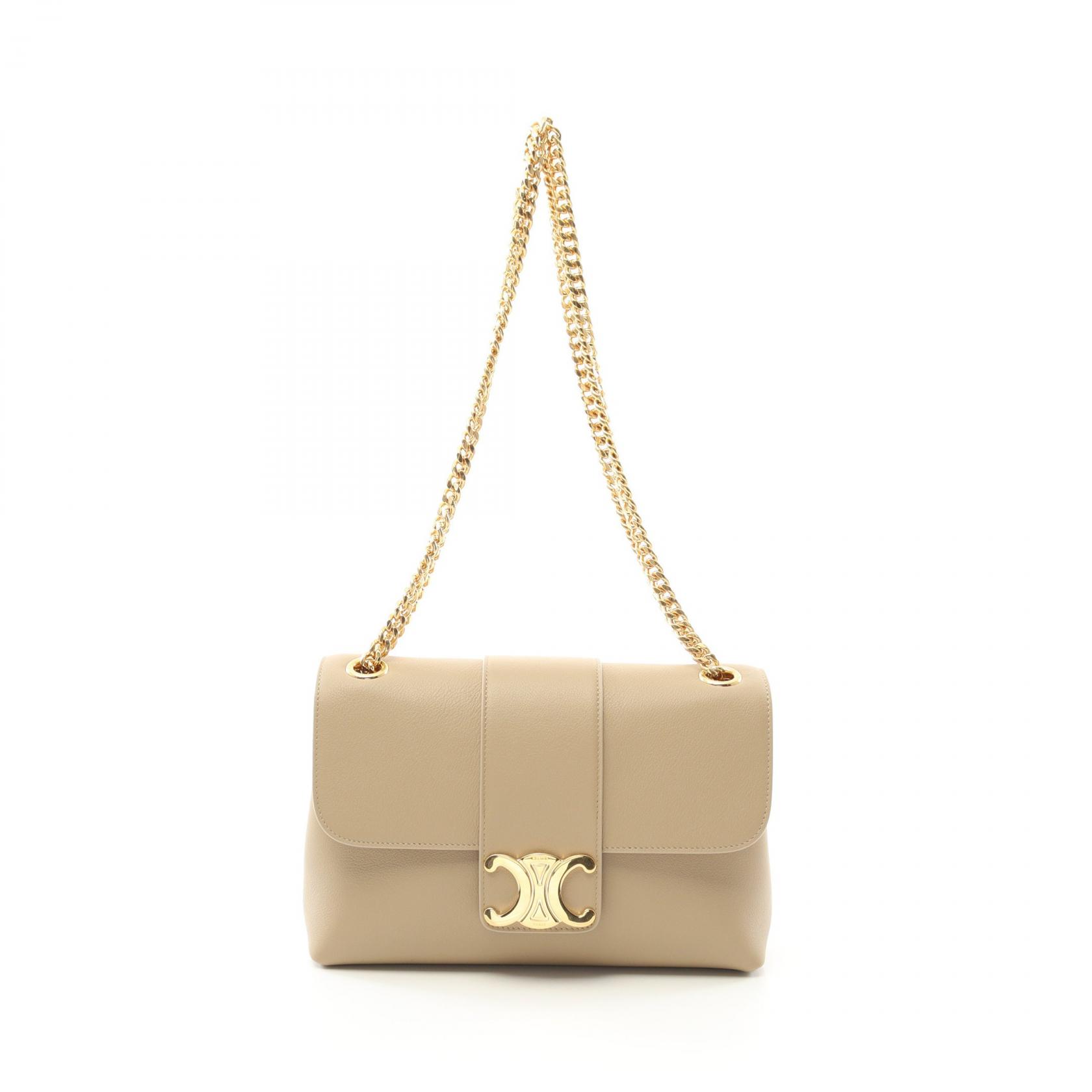 セリーヌ CELINE ヴィクトワール ミディアム ショルダーバッグ バッグ レザー レディース ベージュ系 115853FDU03CP 【新品】
