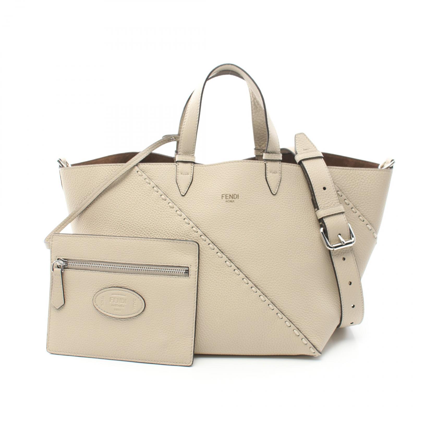 フェンディ FENDI セレリア ダイアゴナル スモール トートバッグ バッグ レザー レディース ベージュ系 7VA656AU4DF1RYU 【新品】
