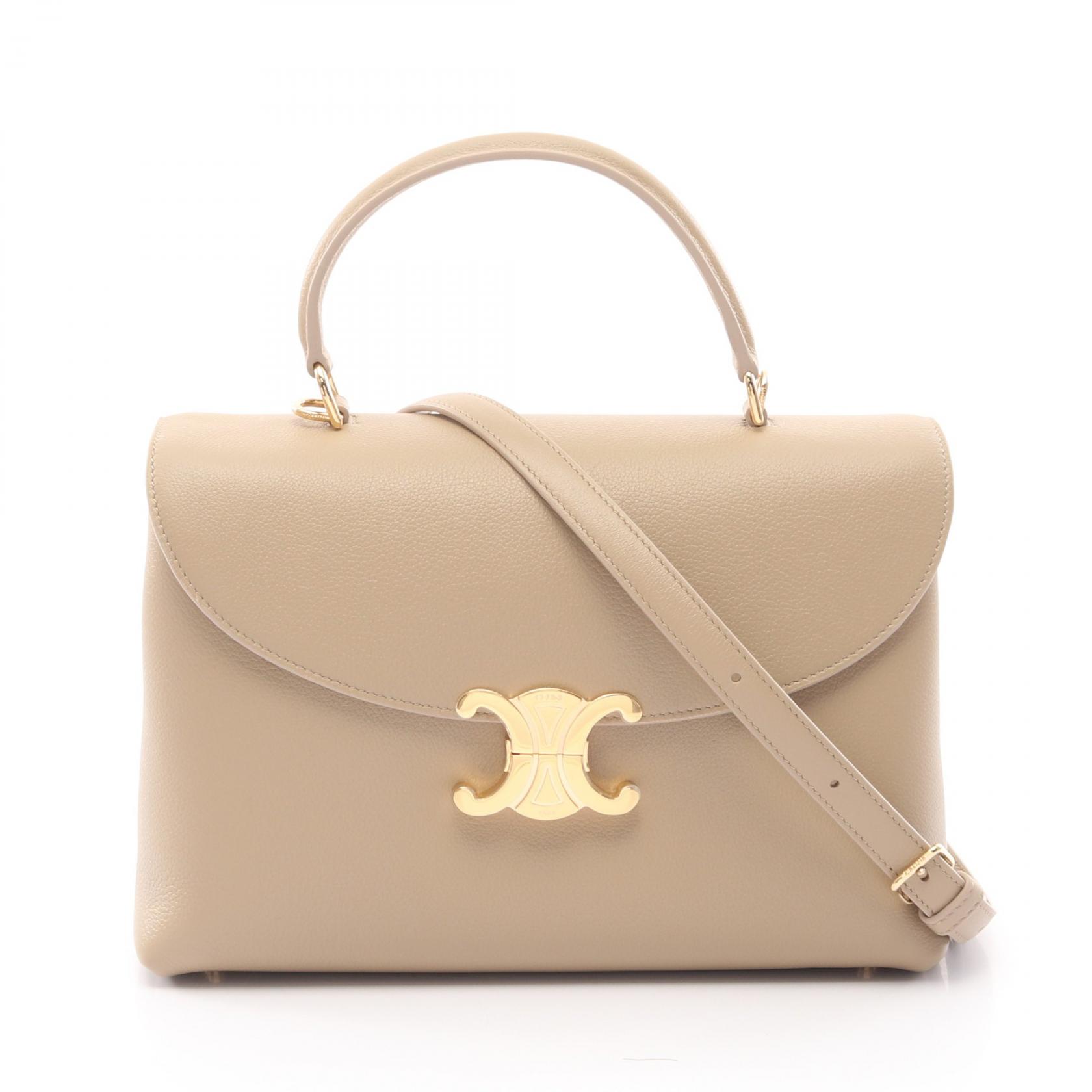 セリーヌ CELINE ミディアム ニノ ハンドバッグ バッグ レザー レディース ベージュ系 117523FXK03CP 【新品】