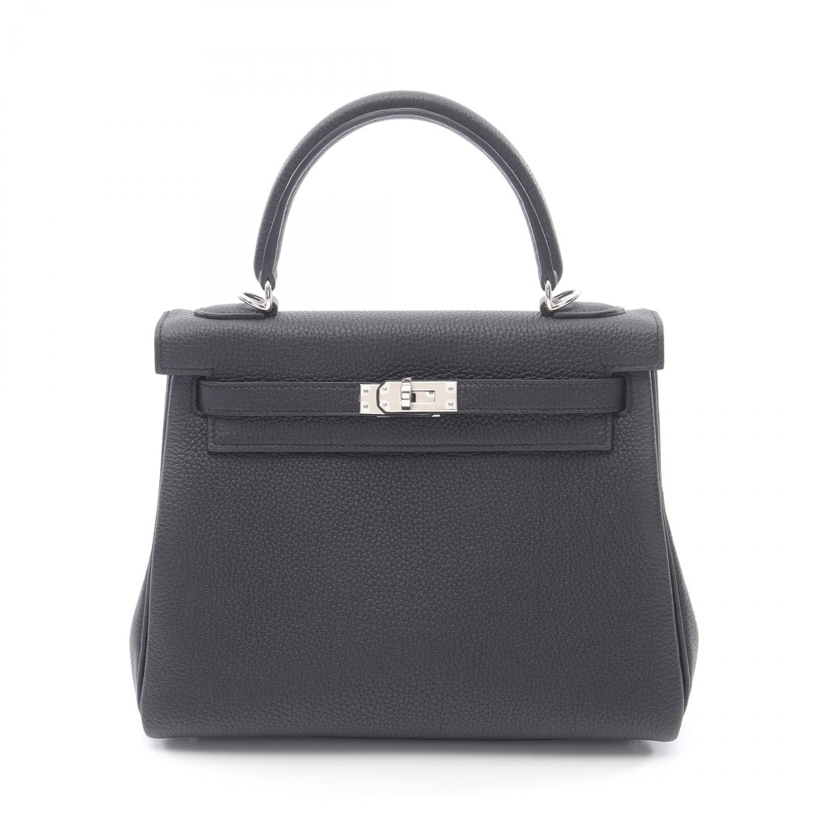 エルメス HERMES ケリー25 ハンドバッグ バッグ レザー トゴ トゴ レディース ブラック系 【中古】