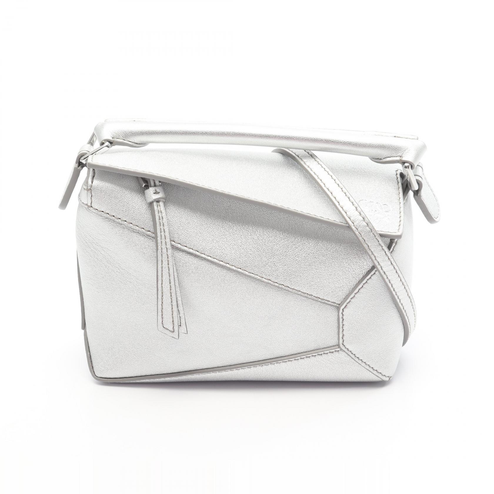 ロエベ LOEWE パズルバッグ ミニ ハンドバッグ バッグ レザー レディース シルバー系 A510P88X431160 【新品】