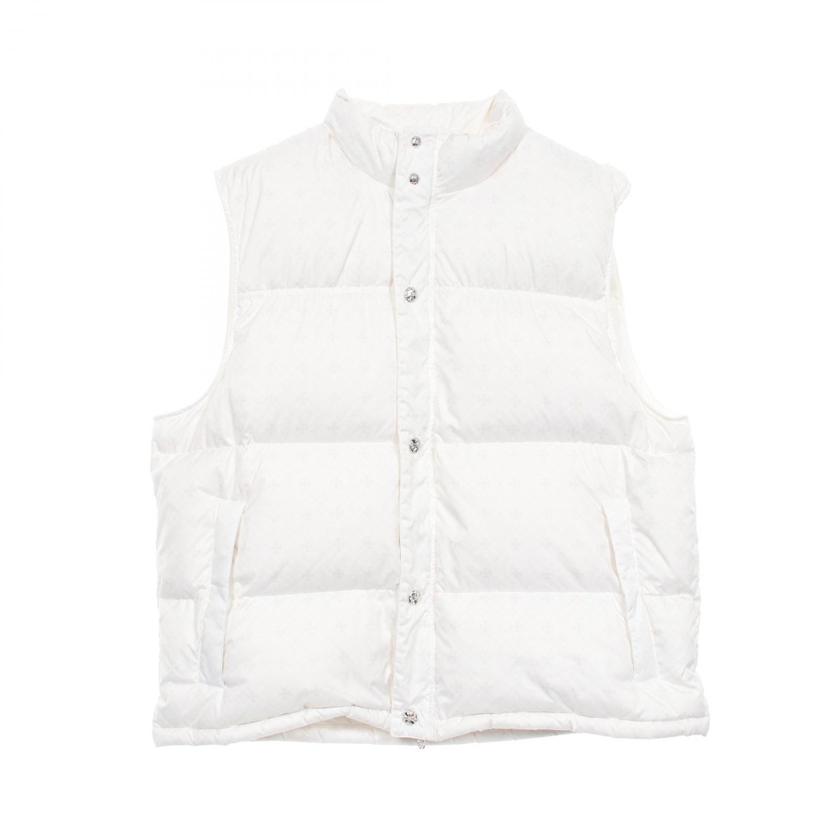 クロムハーツ CHROME HEARTS STIFF VEST CHプラス クロスボールボタン ダウンベスト 衣料品 アウター ポリエステル メンズ ホワイト系 /