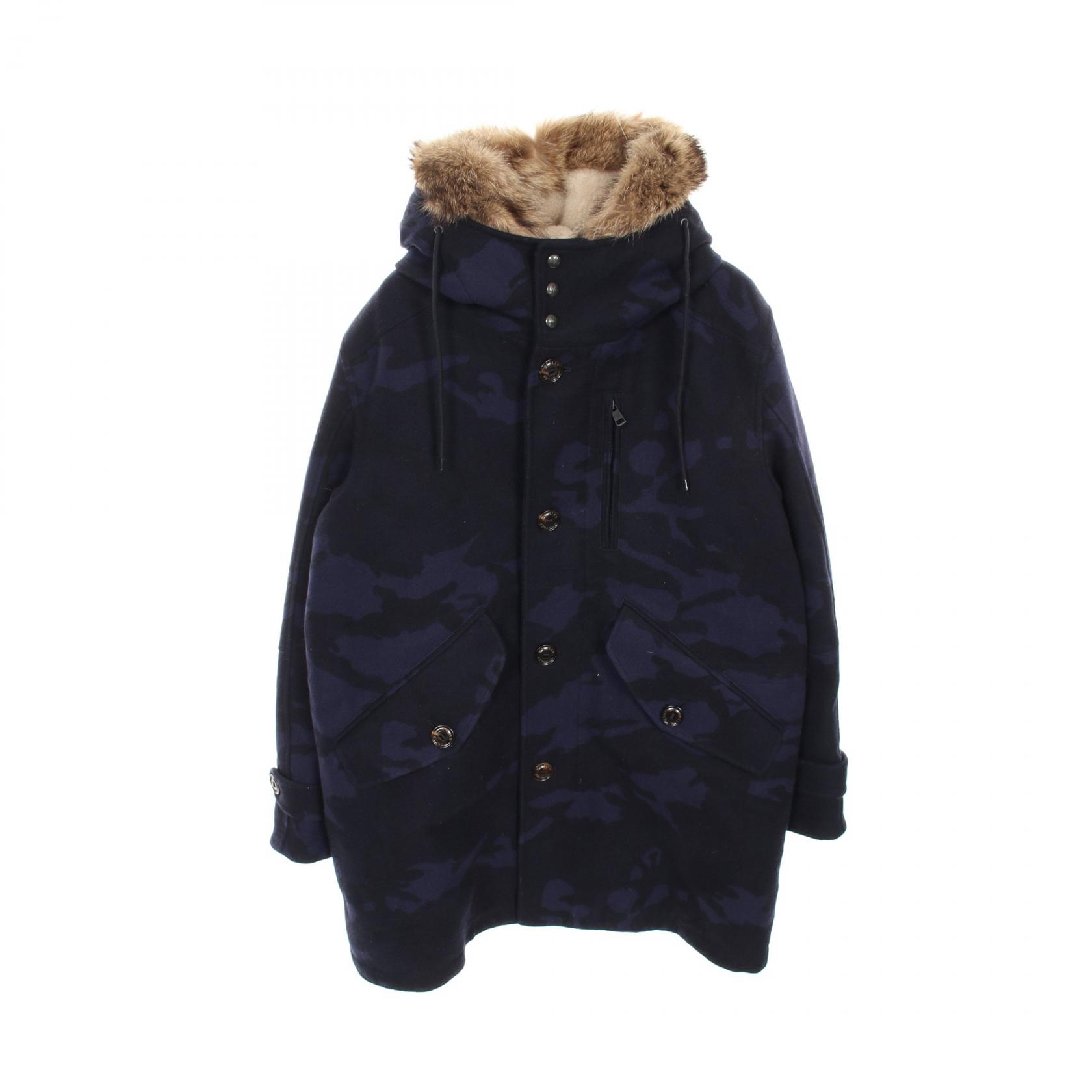 モンクレール MONCLER MINAOUET ダウンジャケット 衣料品 アウター ウール ミンク / ラクーン / ヌートリア メンズ ブラック系 / ネイビ