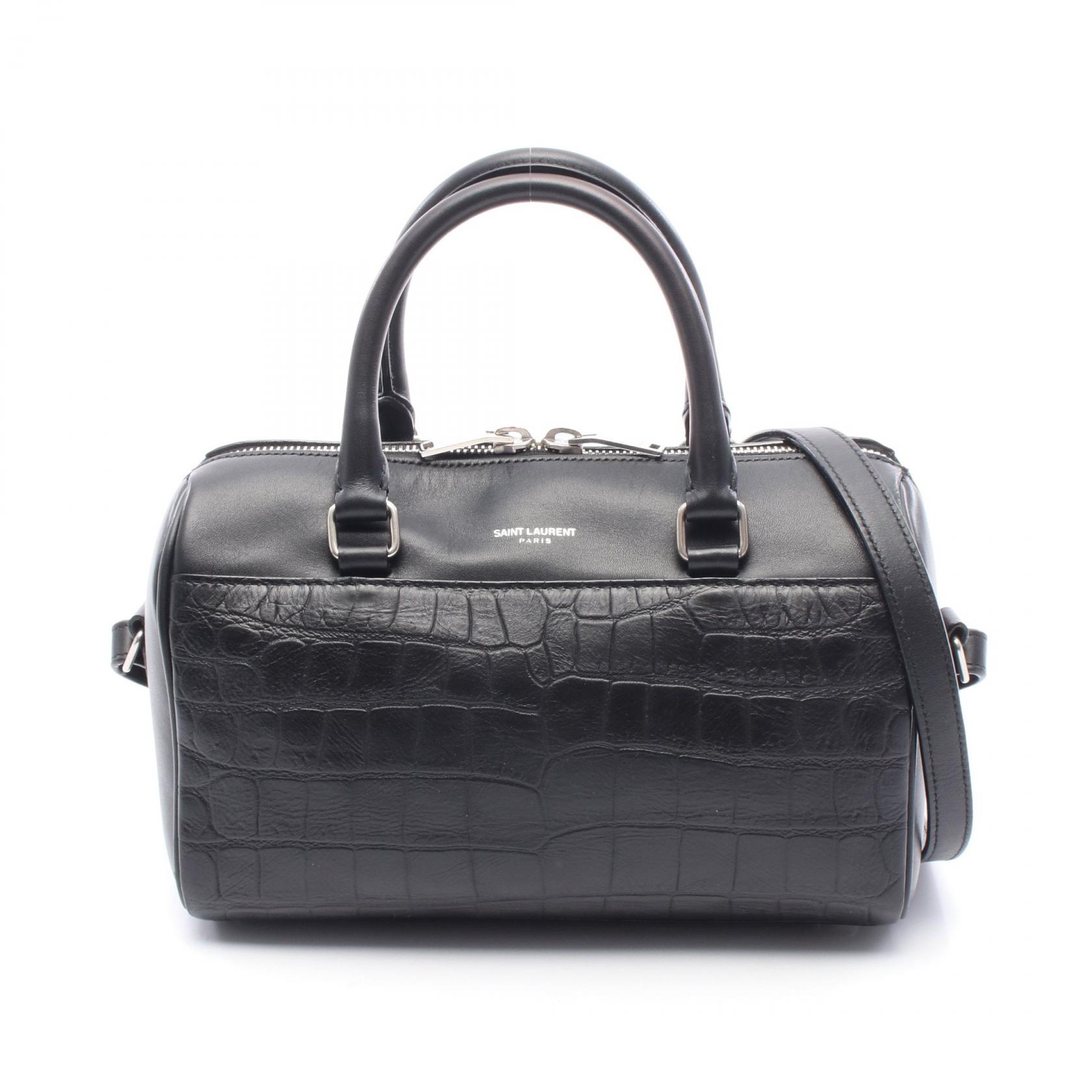 イヴ・サンローラン YVES SAINT LAURENT ベイビーダッフル ハンドバッグ バッグ レザー レディース ブラック系 330958 【中古】