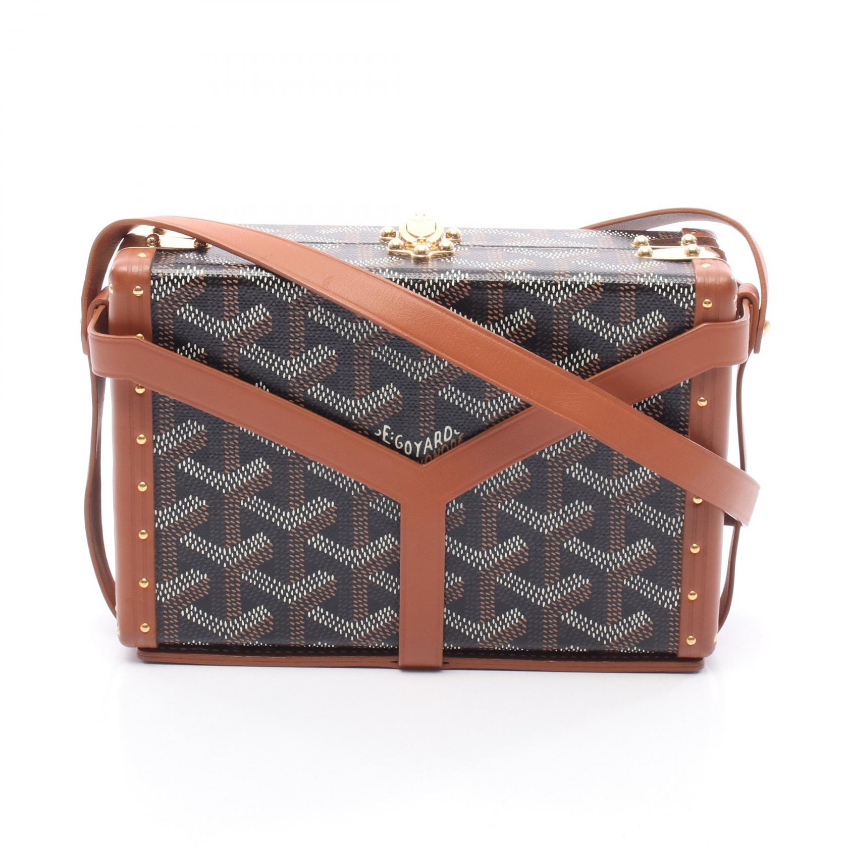 ゴヤール GOYARD ミノディエール トランクバッグ ショルダーバッグ バッグ PVCコーティングキャンバス レザー レディース ブラック系 /