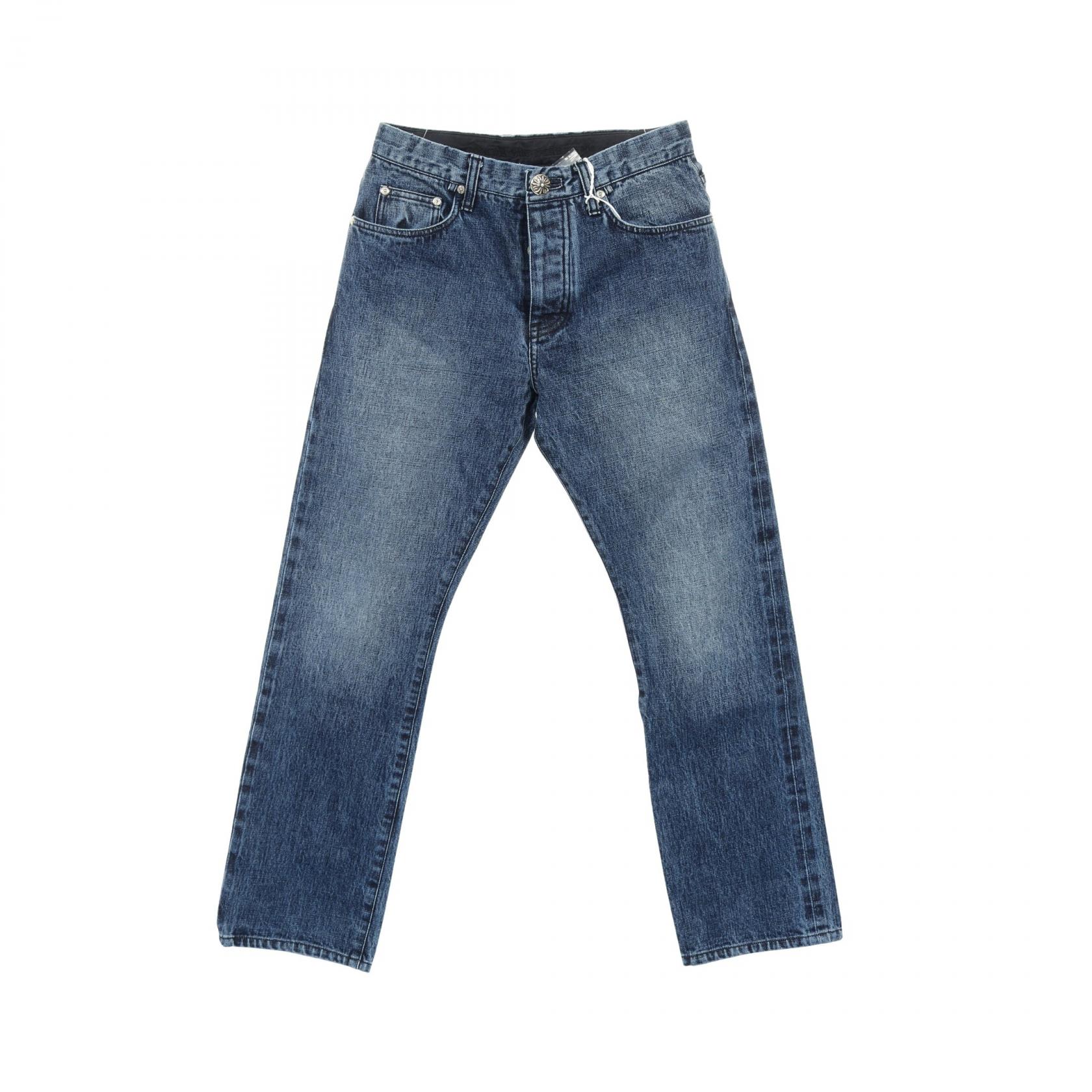 クロムハーツ CHROME HEARTS JEAN STRTLG FBRC CHクロス ホースシューボタン デニムパンツ 衣料品 ボトムス コットン メンズ ブルー系 【