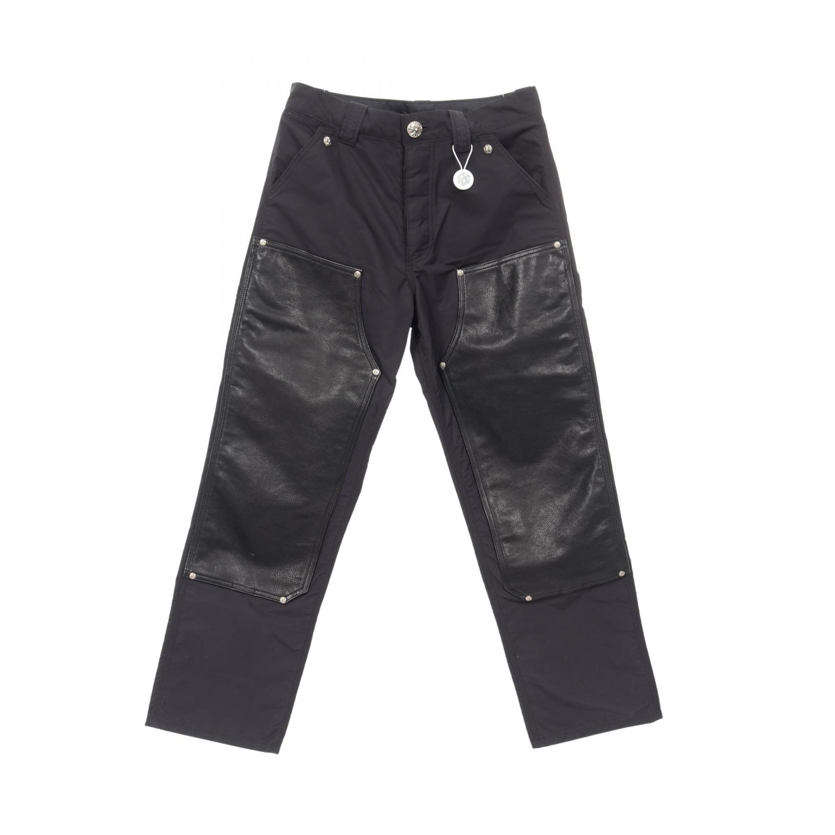 クロムハーツ CHROME HEARTS クロスボールボタン パンツ 衣料品 ボトムス レザー ナイロン メンズ ブラック系 【中古】