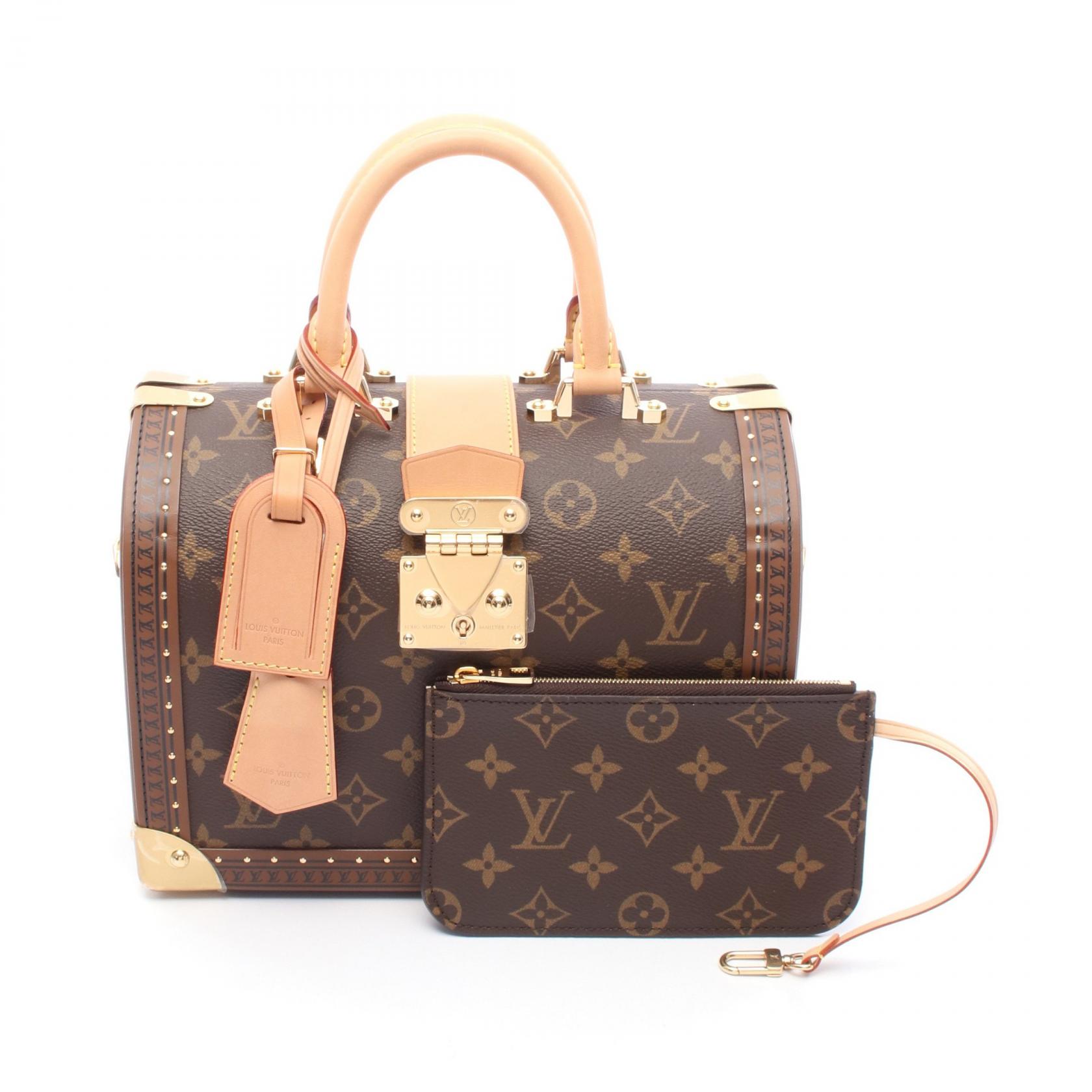 ルイ・ヴィトン LOUIS VUITTON スピーディ トランク ハンドバッグ バッグ PVCコーティングキャンバス レザー モノグラム レディース ブラ