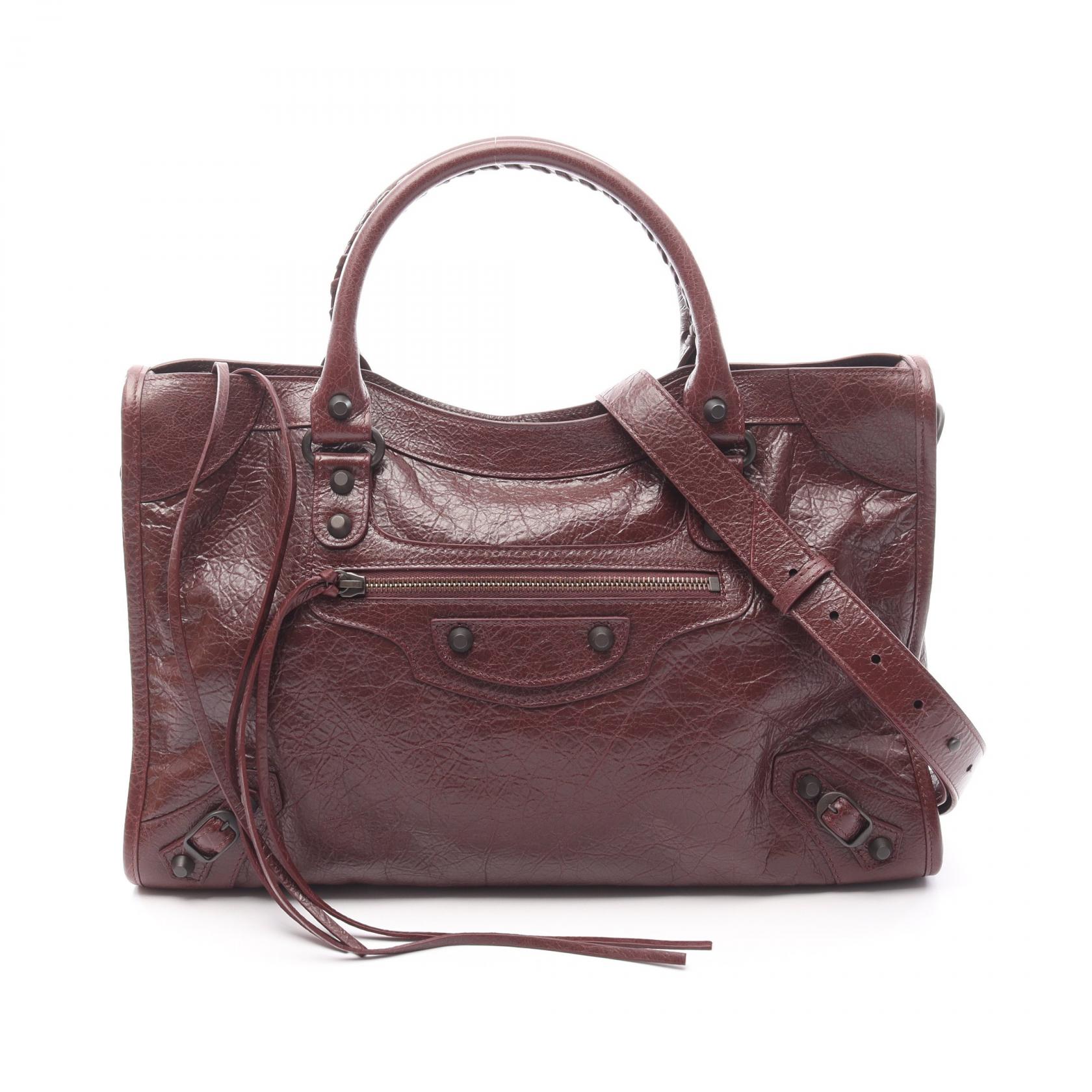 バレンシアガ BALENCIAGA シティ ミディアム ハンドバッグ バッグ レザー レディース ボルドー系 8230582ABEK6034 【新品】