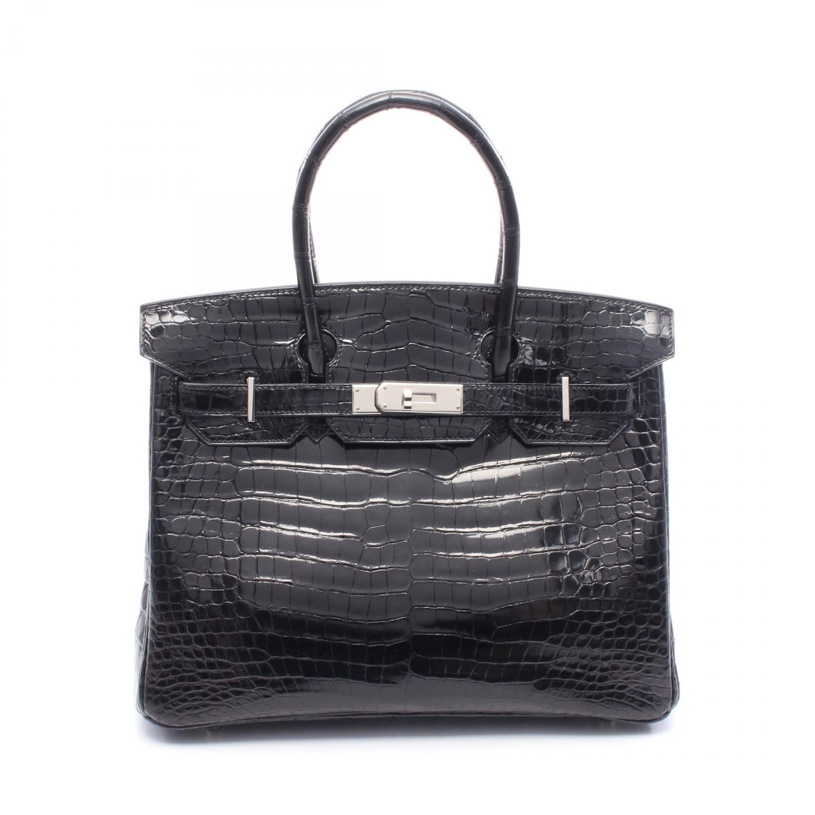 エルメス HERMES バーキン30 ハンドバッグ バッグ エキゾチックレザー ポロサスリセ レディース ブラック系 【中古】