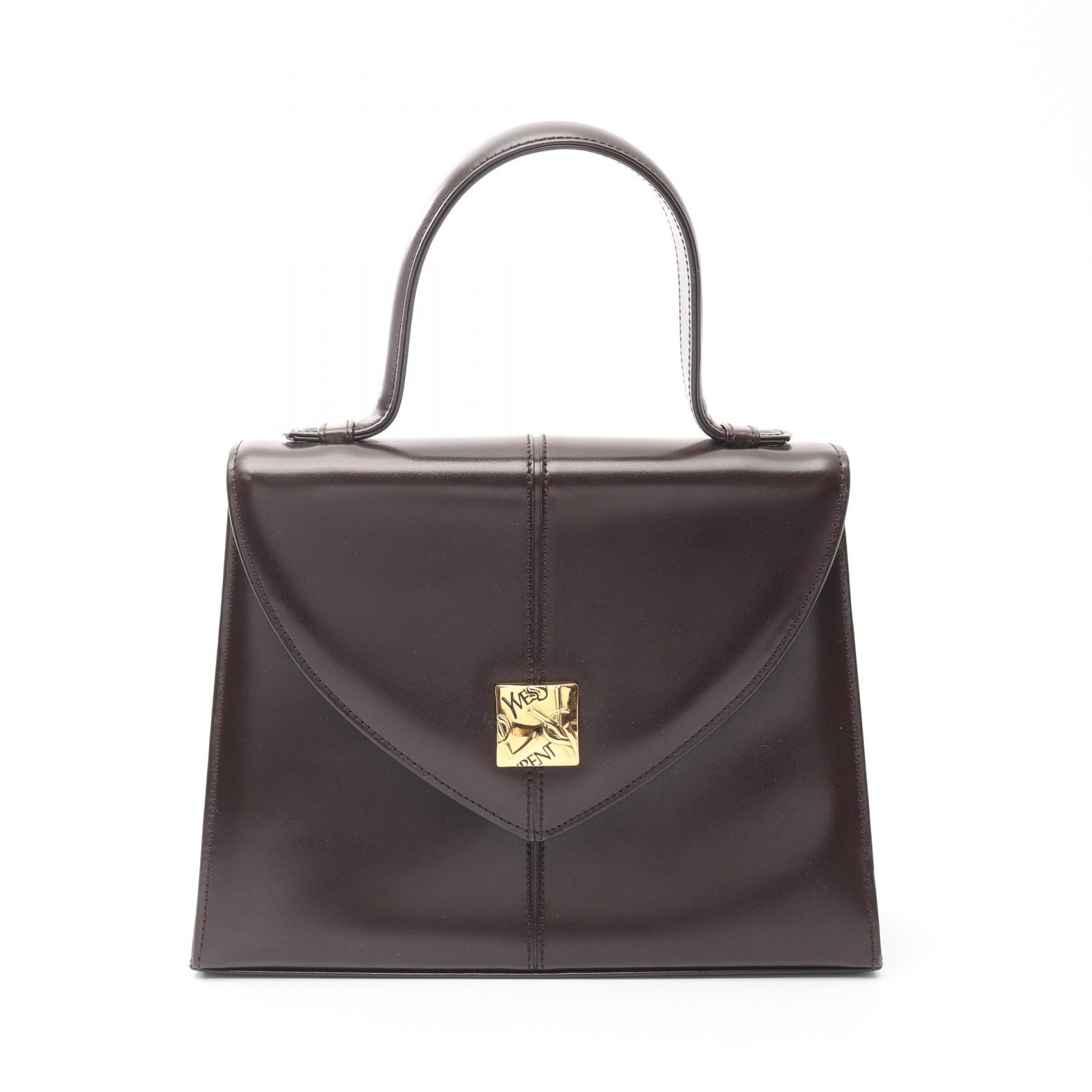 イヴ・サンローラン YVES SAINT LAURENT ハンドバッグ バッグ レザー レディース ブラウン系 【中古】