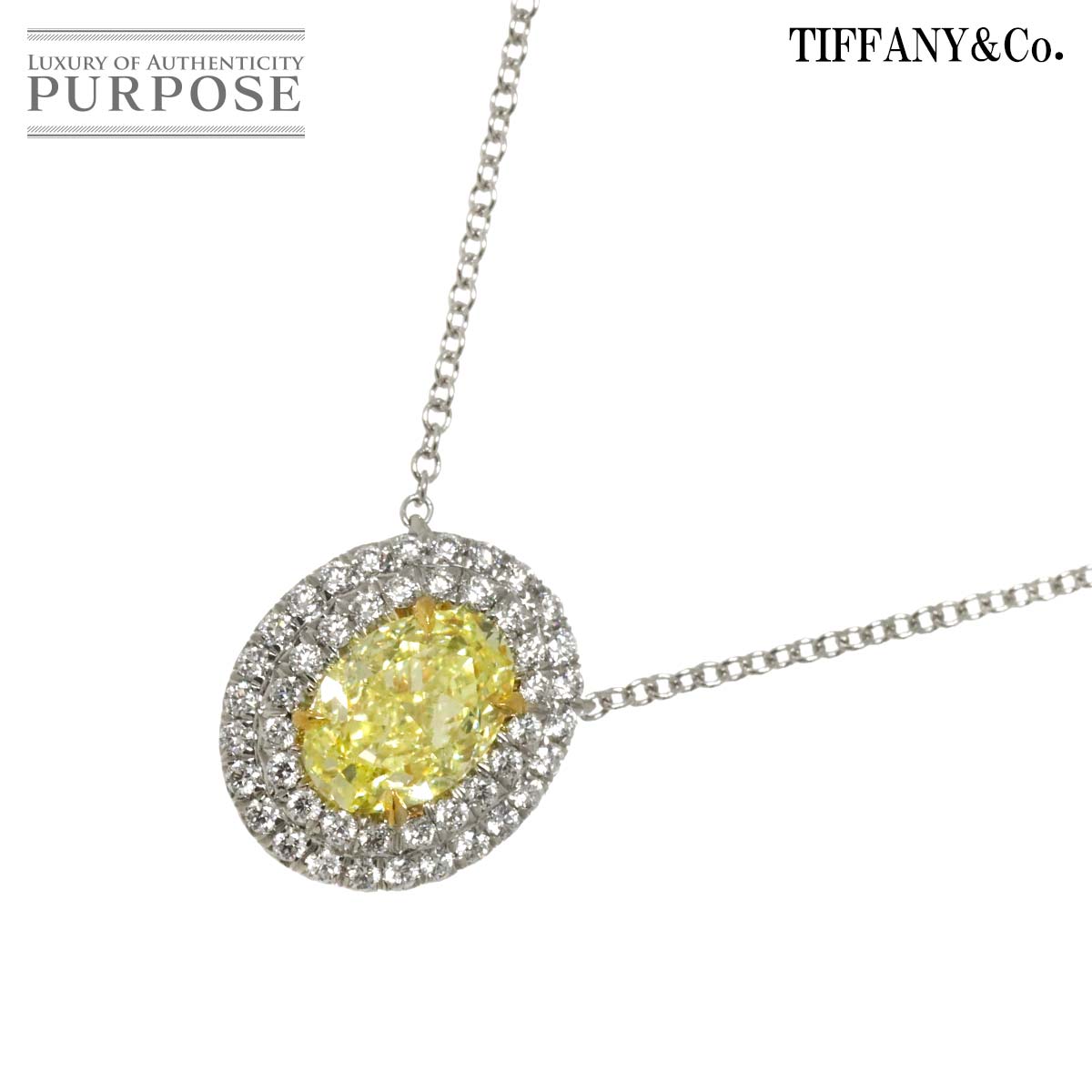 ティファニー TIFFANY & Co. ソレスト イエローダイヤ 1.05ct FY/IF ネックレス 40cm Pt K18 YG 鑑定書 レディース 90284199 【中古】BJ