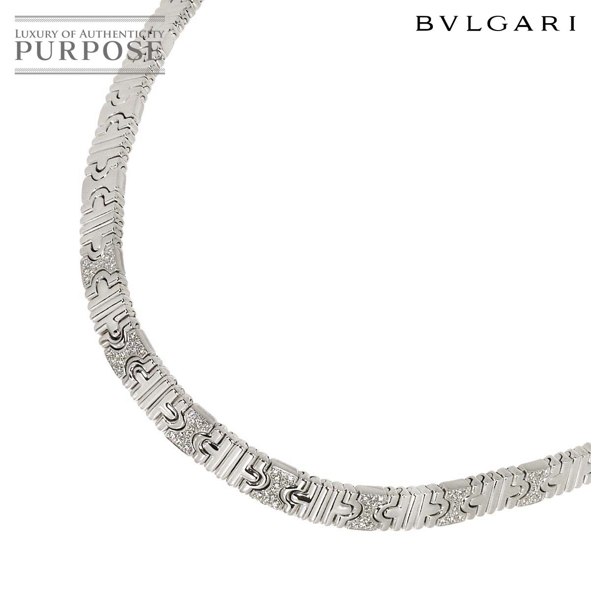 ブルガリ BVLGARI パレンテシ ダイヤ ネックレス 38cm K18 WG ホワイトゴールド 750 レディース 90284545 【中古】BJ