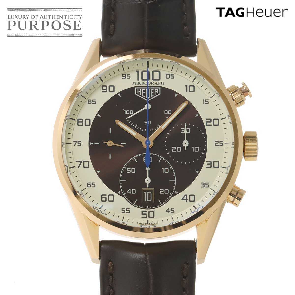 タグ ホイヤー カレラ マイクログラフ CAR5040 メンズ 腕時計 デイト ブラウン K18PG ピンクゴールド 自動巻き 90290714 【中古】時計
