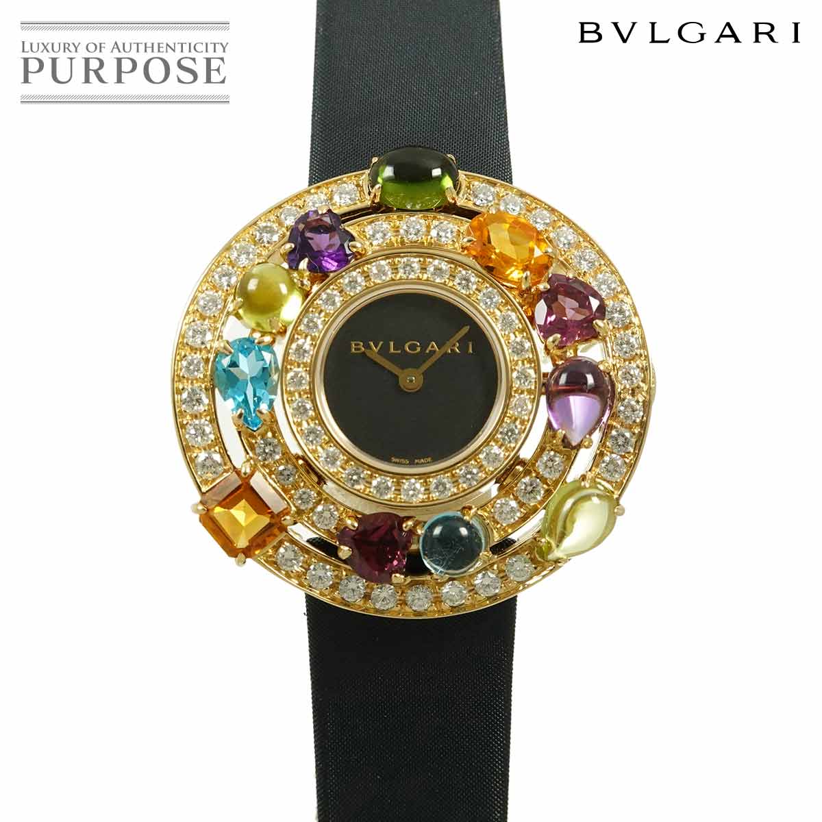 ブルガリ アストラーレ チェルキ AE36G レディース 腕時計 ダイヤ カラーストーン ベゼル K18YG クォーツ 90293804 【中古】時計