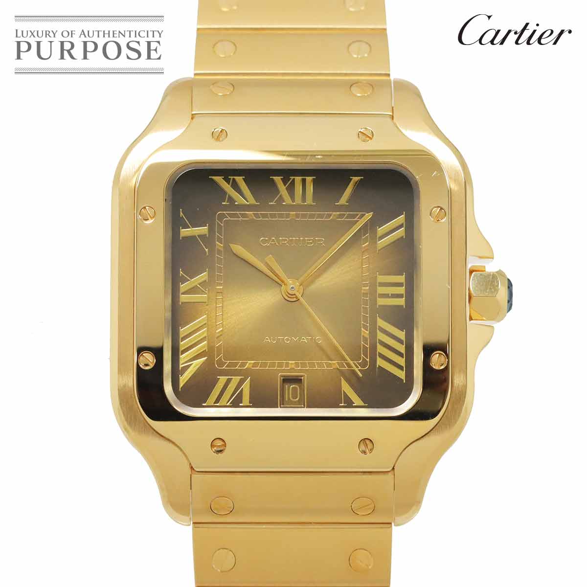 カルティエ サントスドゥカルティエLM WGSA0095 デイト メンズ 腕時計 K18YG 金無垢 自動巻き 90296331 【中古】時計