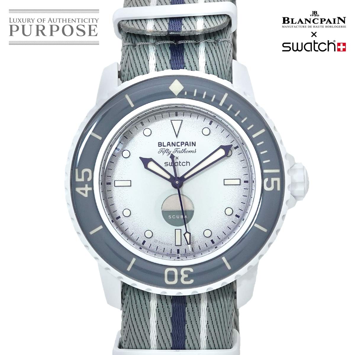 スウォッチ Blancpain×swatch フィフティ ファゾムス アンタークティクオーシャン SO35S100 自動巻き 90296341 【中古】時計