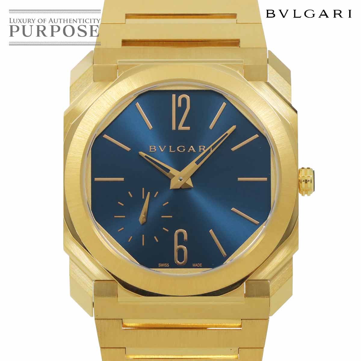 未使用 展示品 ブルガリ オクト フィニッシモ 103812 メンズ 腕時計 ブルー K18YG 金無垢 自動巻き ウォッチ 90299912 【中古】時計