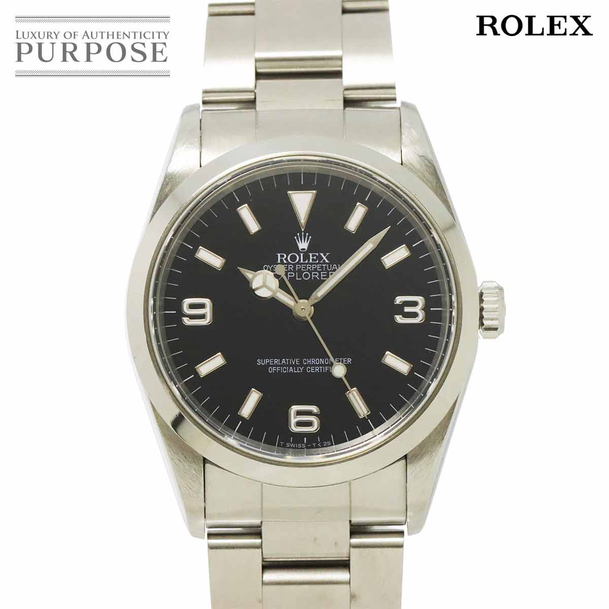 ロレックス エクスプローラー1 14270 U番 メンズ 腕時計 ブラック オートマ 自動巻き ウォッチ 90300266 【中古】時計