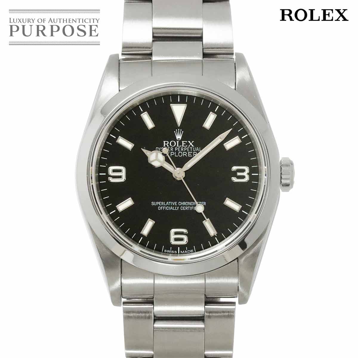 ロレックス エクスプローラー1 14270 X番 メンズ 腕時計 ブラック オートマ 自動巻き ウォッチ 90303459 【中古】時計