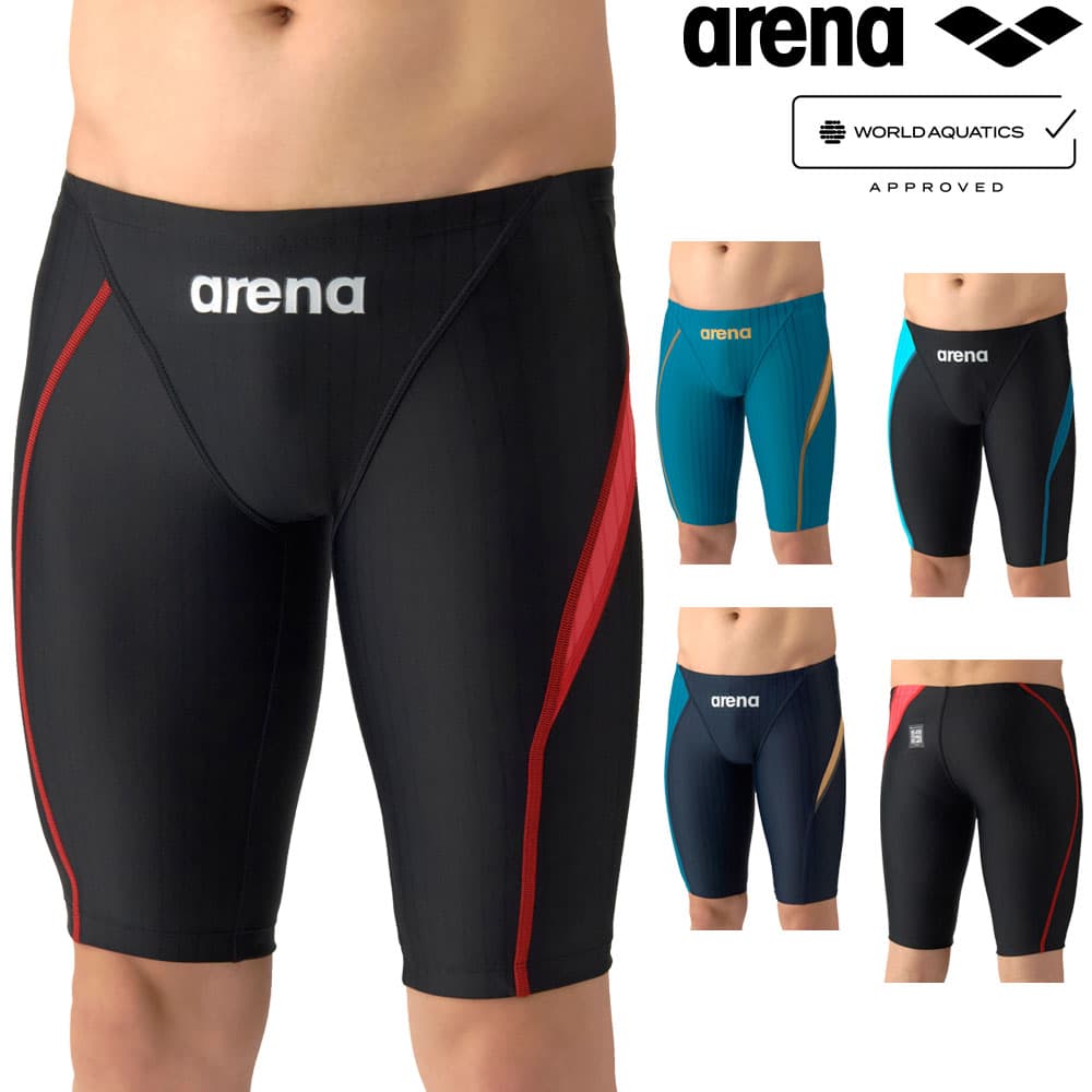 アリーナ ARENA 競泳水着 メンズ WA承認モデル AQUA RACING ECO AQUA STRIPE レーシングスパッツ ハーフレッグ AS6SRC58M fina マーク あ
