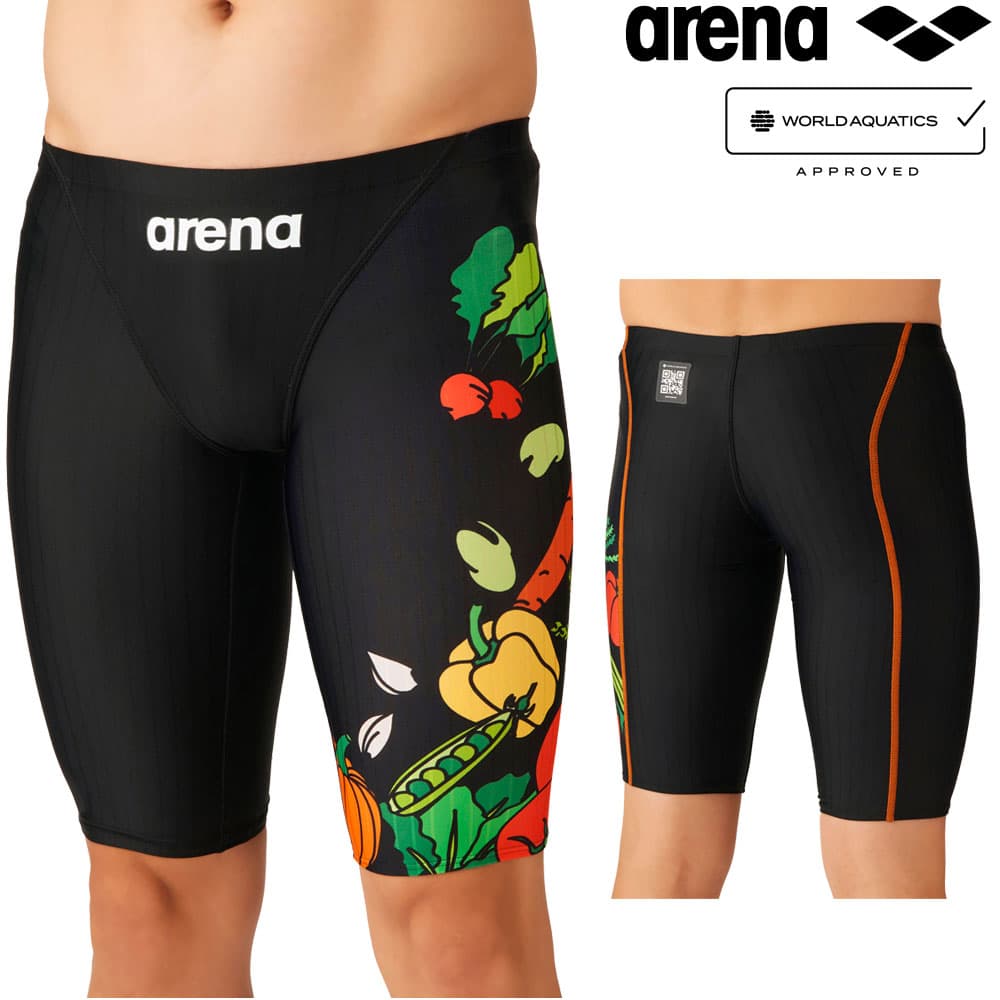 アリーナ ARENA 競泳水着 メンズ WA承認モデル レーシングスパッツ ハーフレッグ AQUA RACING ECO AQUA STRIPE Fresh Dip 2026年秋冬モデ