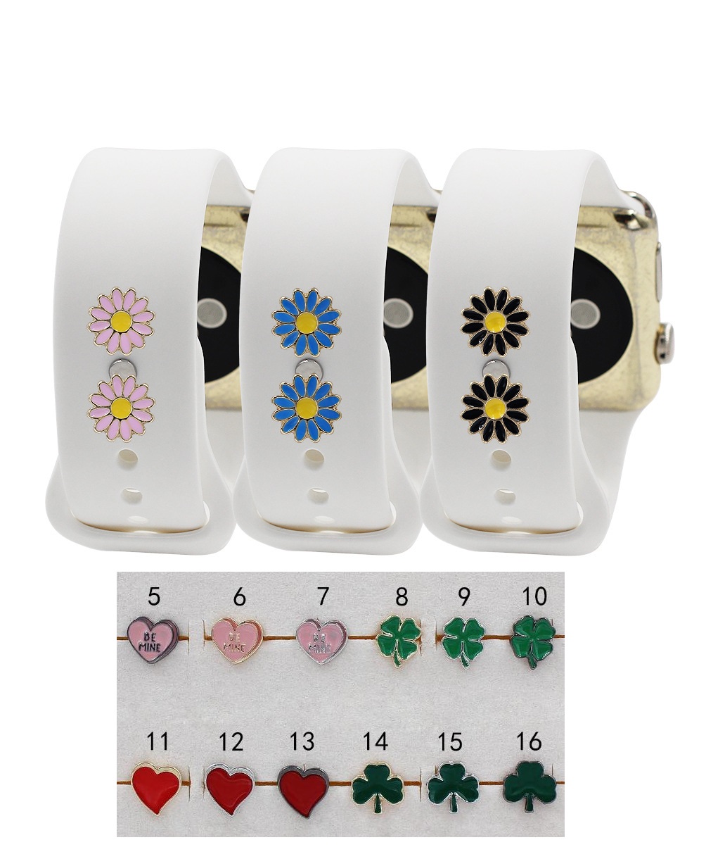 Apple Watch スポーツバンドのベルトの穴に差込むアクセサリー シリコンバンドのホールにプチッと入れるだけでフェミニンなファッションに似合うWatchに変身