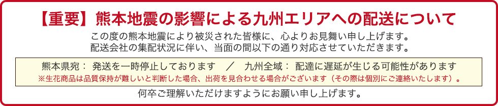 熊本地震の影響による配送について