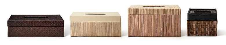 4サイズ展開、6つの天然素材のバリエーションの全24モデルから選べるティッシュケースカバー