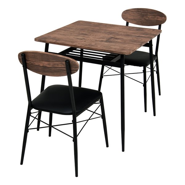 萩原 ハギハラ ダイニング3点セット 2人掛け テーブル×1 チェア×2 ブラック おしゃれ カフェ LDS-4743BK