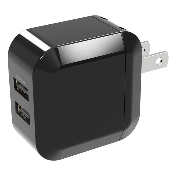GREEN HOUSE グリーンハウスUSB-AC充電器 スマートIC搭載 急速充電 2.4A USB Type-A2ポート ブラック GH-ACU2H-BK(2567163)