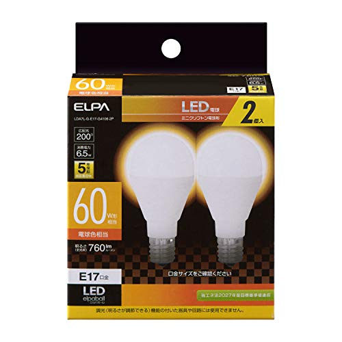 （中古品）朝日電器 ELPA LED電球 2個セット ミニクリプトン球形 口金E17 40W形 電球色 LDA7L-G-E17-G4106-2P/朝日電器/LDA7L-G-E17-G4106-2P/エ
