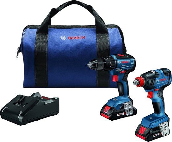 BOSCH ボッシュ GXL18V-233B25 18V 2-Tool Combo Kit with 1/2 In. Hammer Drill/Driver, Freak 1/4 In. and 1/2 In. Two-in-One Bit/Soc